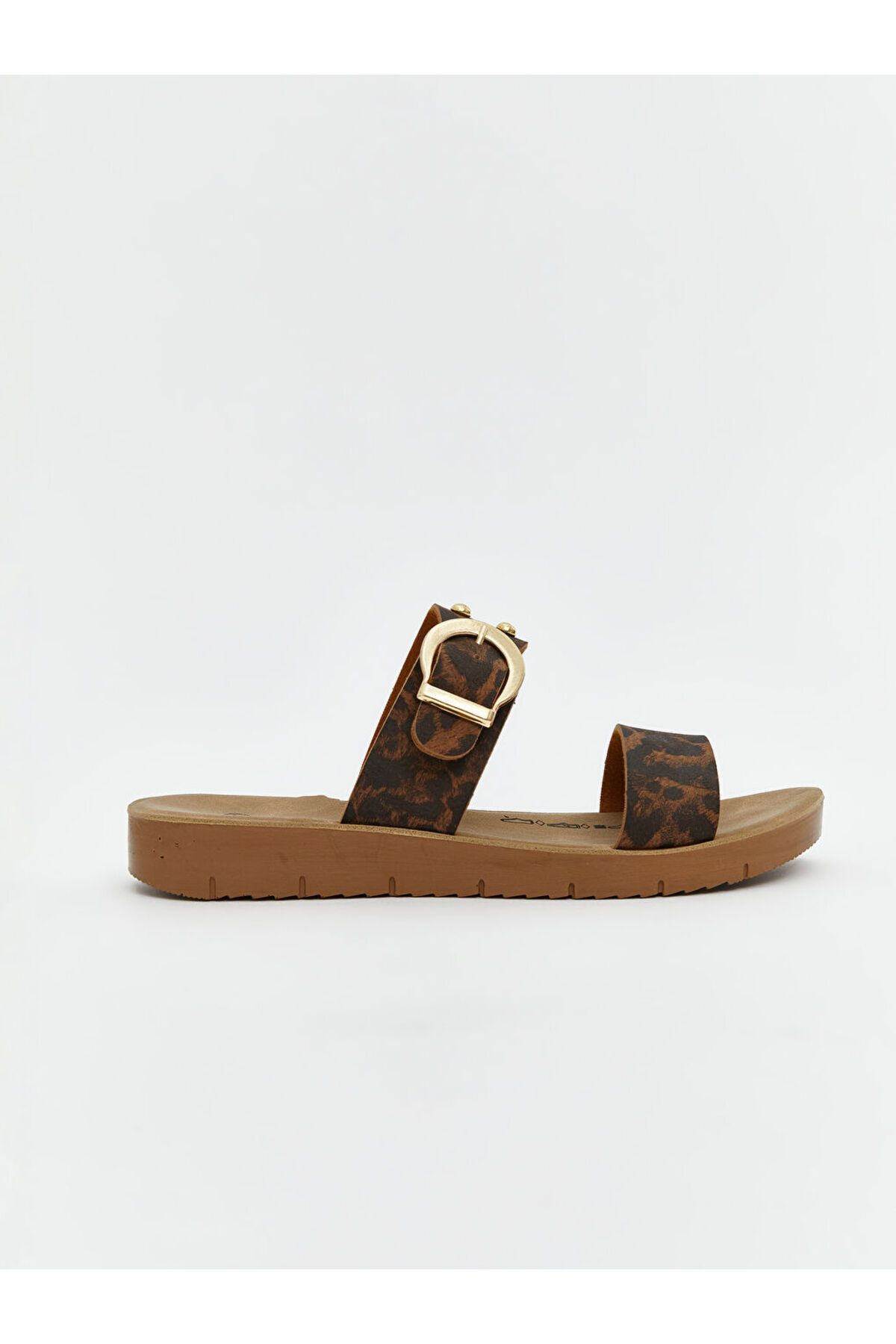 LC Waikiki-Lcw Steps Mixed Leather Look Double Banded Women's Slippers 2