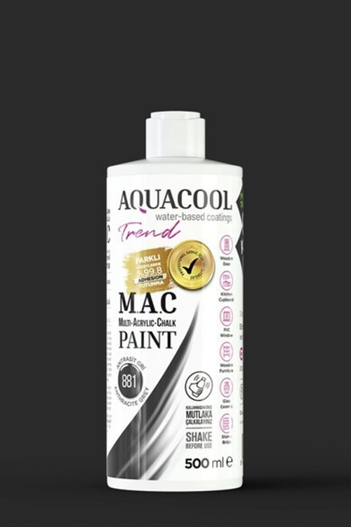 MAC Water Based Hybrid Door, Cabinet, Tiles, Furniture Paint 881 Anthracite Grey 500ml
