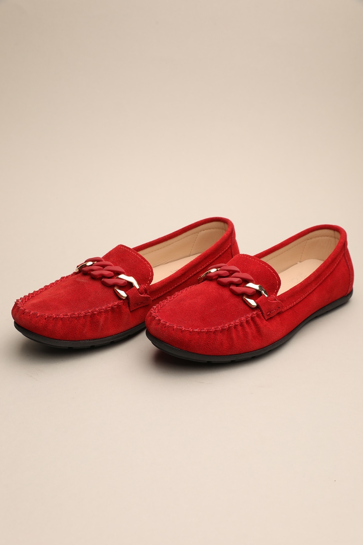 Gondol-Women's Red Leather Classic Loafer 37 Ttx.752 2