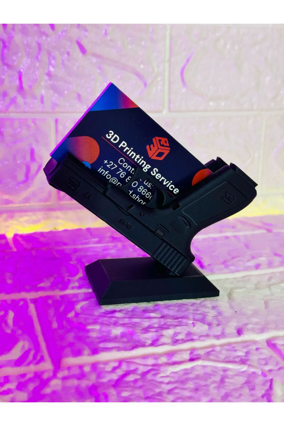 three3dprints-Glock Design Business Card Holder Table Top Black 2