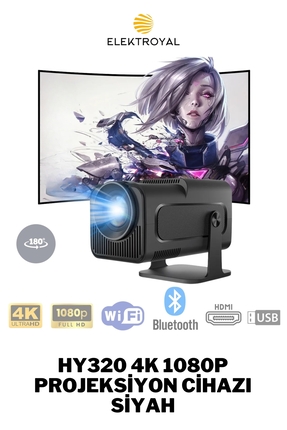howear HY320 4K 1080P Wireless - Bluetooth Destekli Projeksiyon Cihazı Siyah
