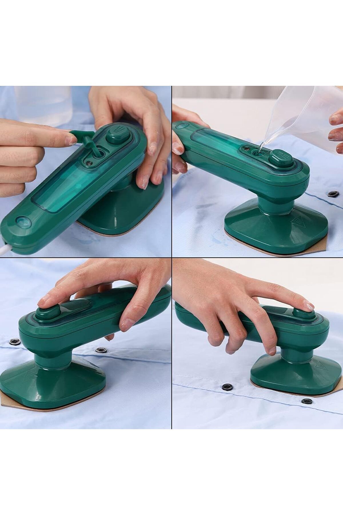 fulina-Micro Steam Iron,Portable Mini Handheld Garment Steamer for Clothes,Fast Heat,Household,Green 5