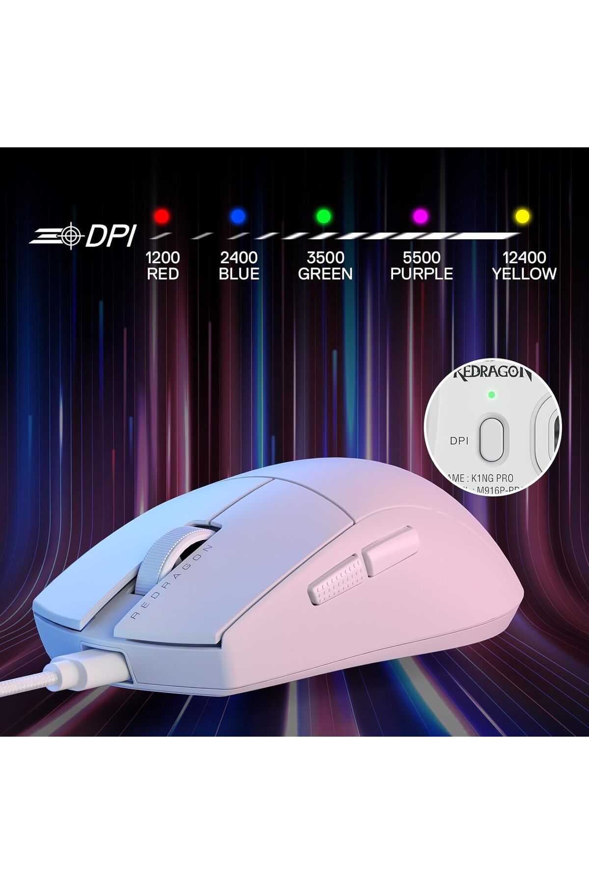 REDRAGON-M724 Wired Gaming Mouse (White) 3
