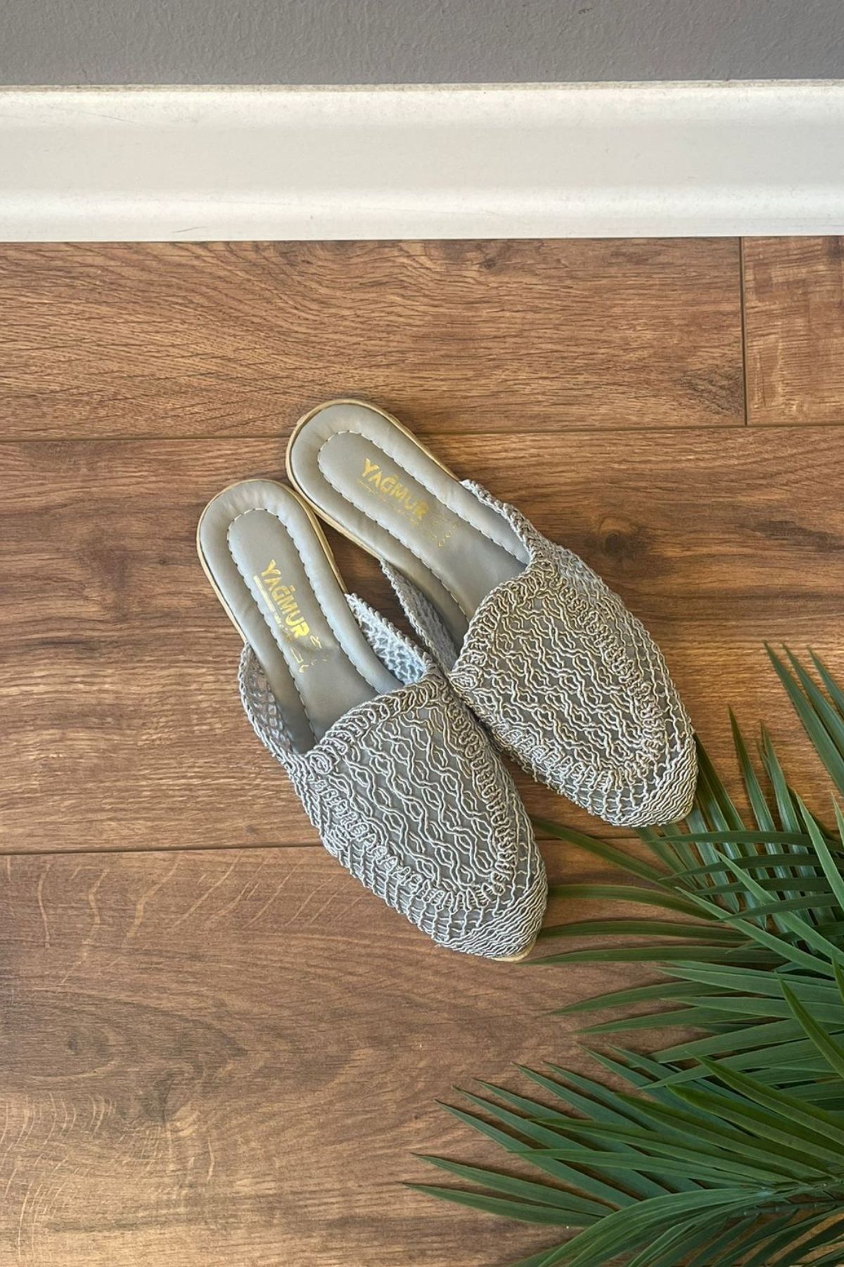 FUGA MODA-Emma Gray Straw Slippers - Closed Front Design 5