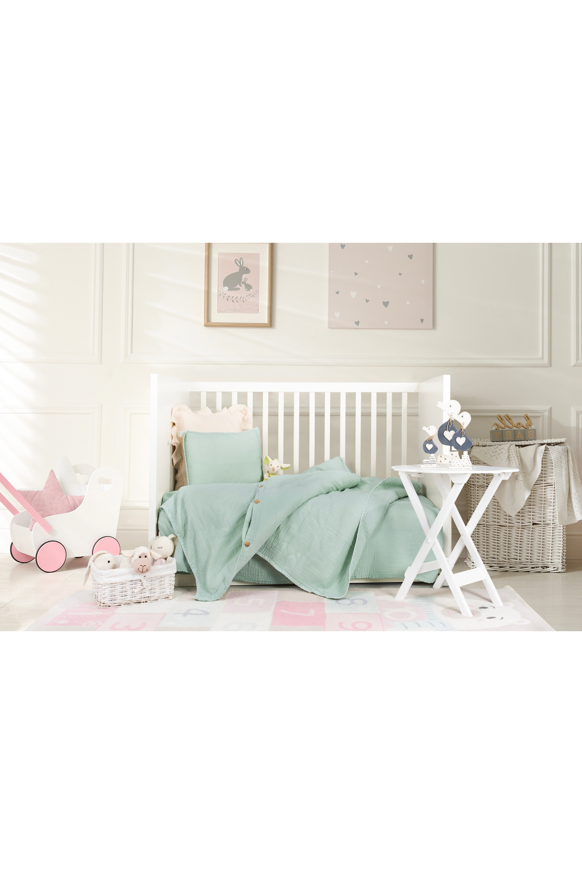 YASEMİNİNEVİ Su Yeşili Bebek Nevresim Takımı - Park Yatak Ölçülerinde fotoğrafı 4 (önizleme)