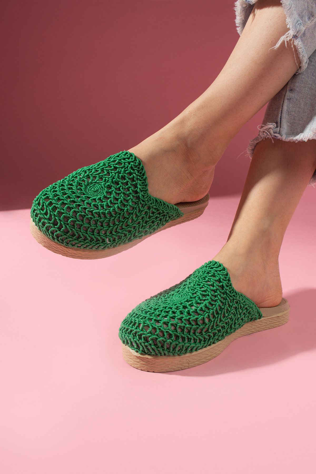 FUGA MODA Papuci Cu Fața Închisă Cu Răchită Circulară Verde Ottawa Femeie - 36