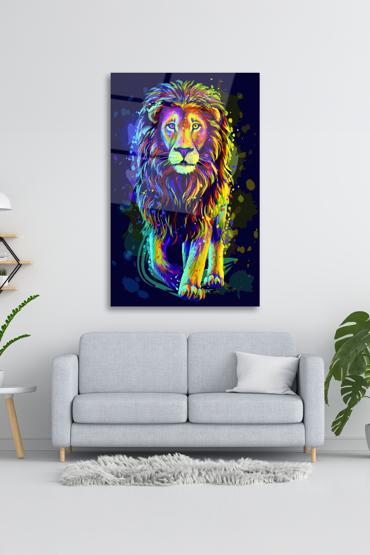Göz Kamaştırıcı Aslan Cam Tablo görsel 3