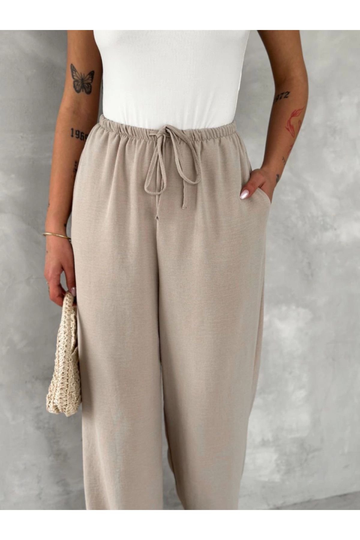 ASFSTORE Ayrobin Oversize Pantalon - Bej