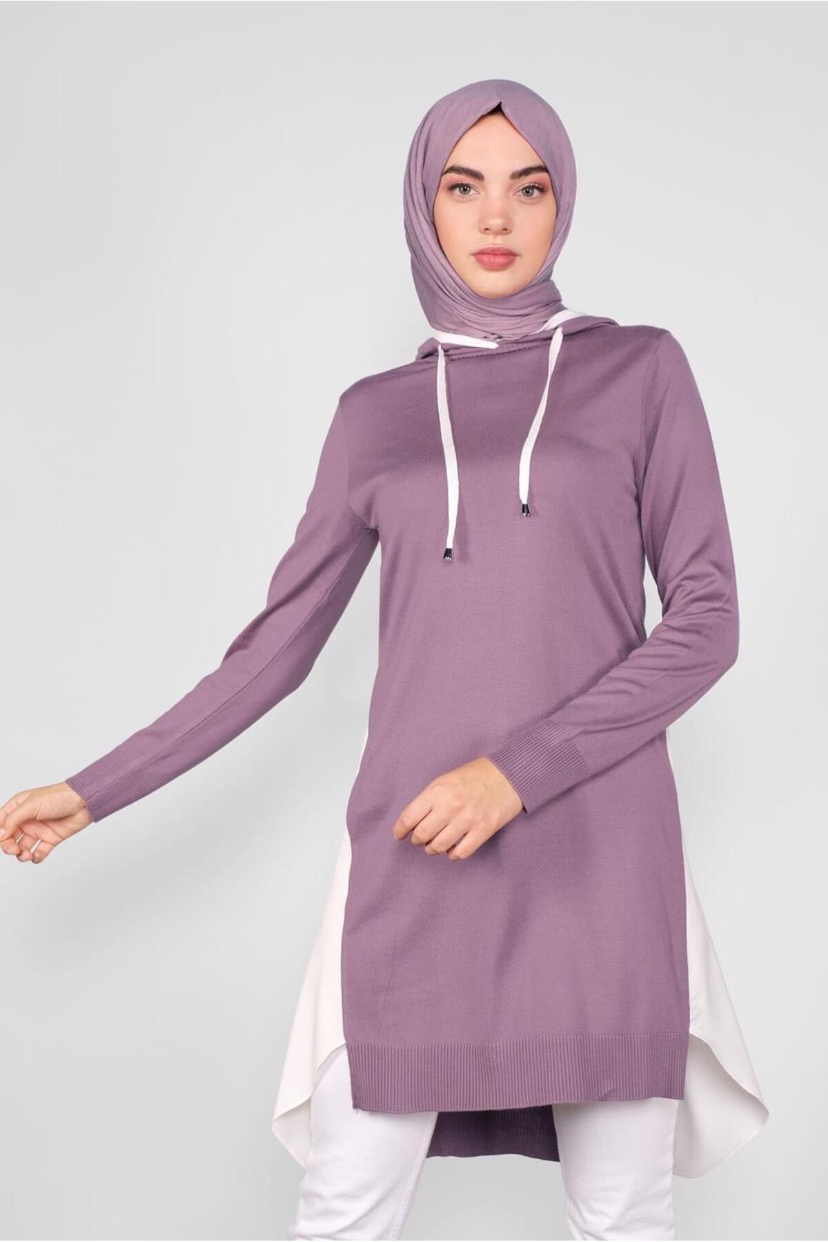 تونیک بافتنی کلاه دار پیراهن 41060 Alvina