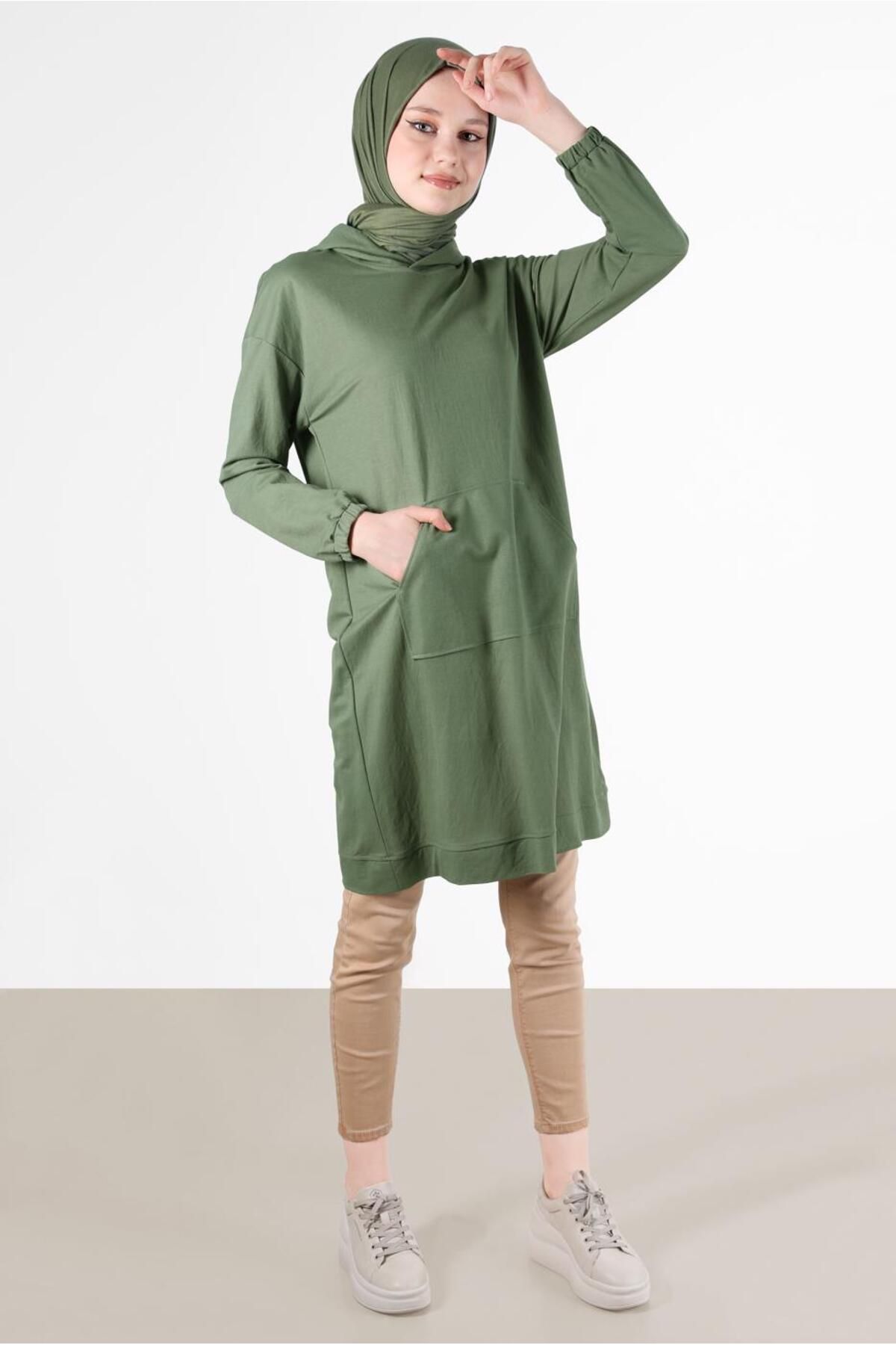 تونیک کلاهدار جیب دار 42557 Alvina