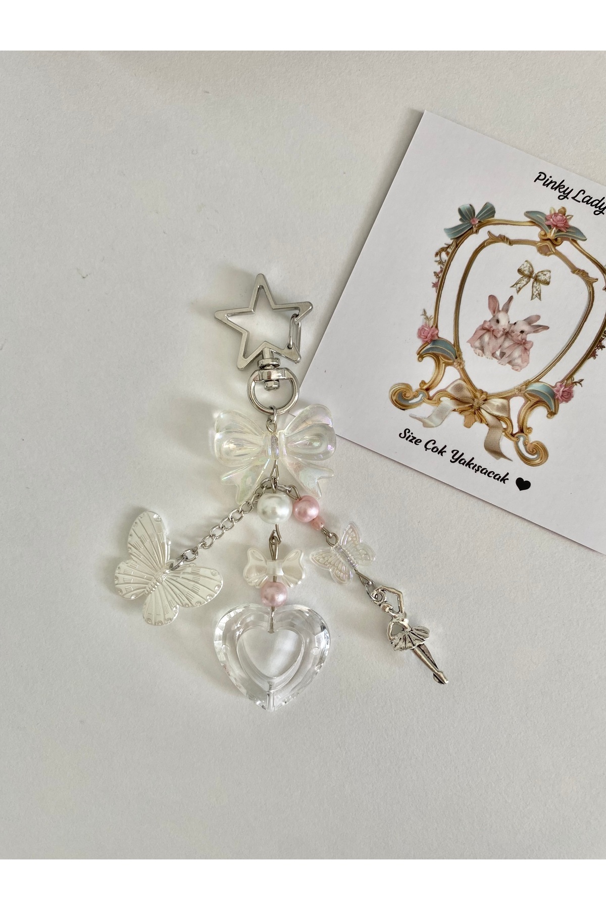 Pinky Lady Yıldız klipsli kelebek balerin çanta aksesuarı