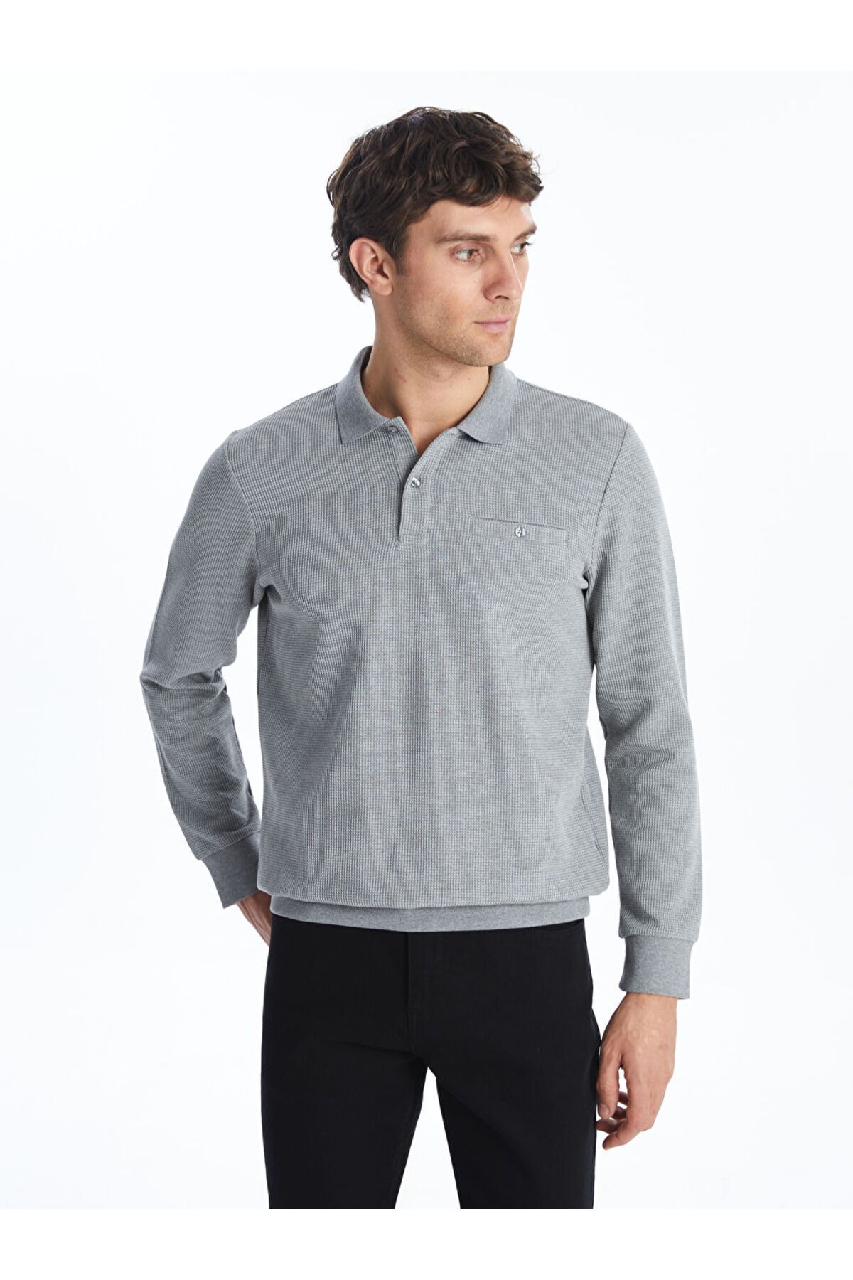 LC Waikiki Polo Yaka Uzun Kollu Erkek Sweatshirt