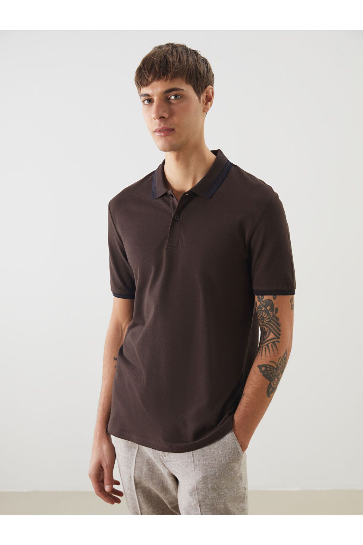 LC Waikiki Yeni Sezon Polo Yaka Kisa Kollu Erkek Dokulu Tisort - S5BL66Z8
