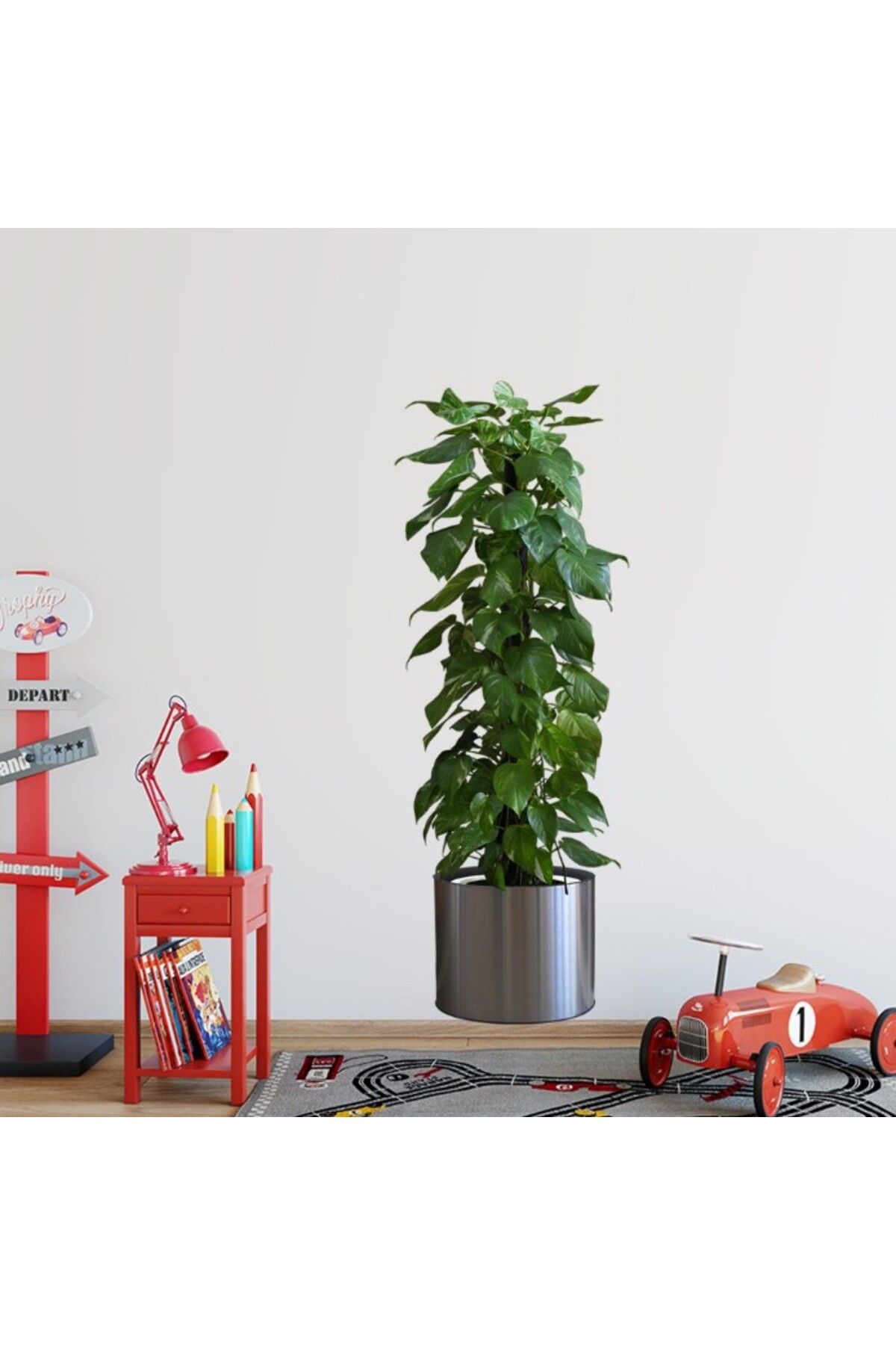 TimeStart Saksılı Bitki Tasarımlı Yapışkanlı Sticker Resim 90*30 cm MC-665