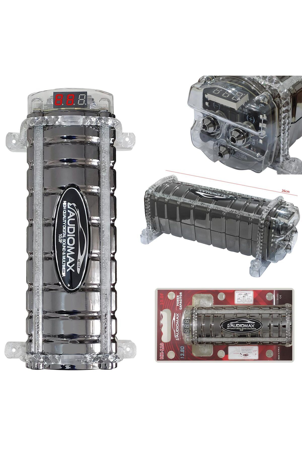 EGB Kapasitör 12/24v 10.0F Farad Dijital AUDIOMAX MX-110