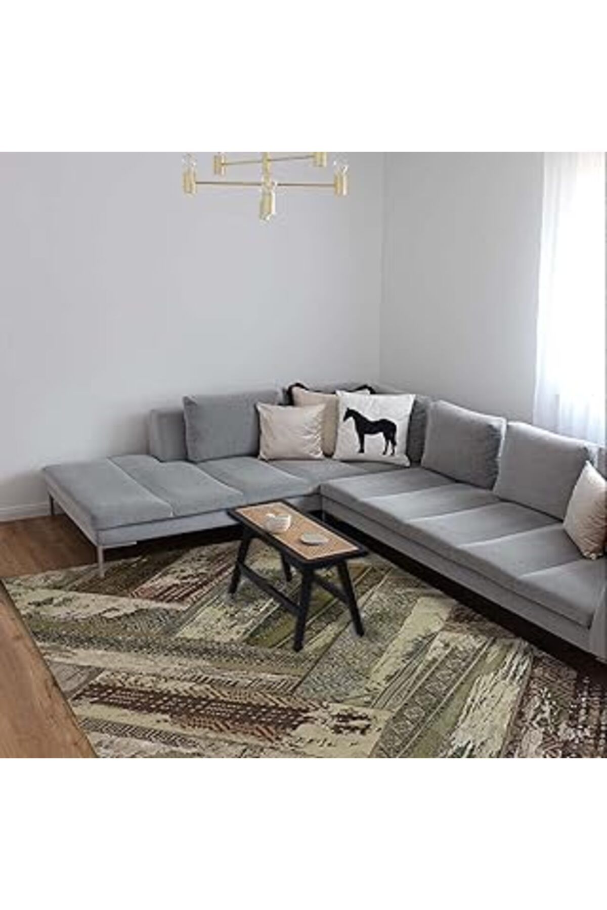 Mu Art Latte Dizayn Bailee Kadife Pamuk Tabanlı Yıkanabilen Kaydırmaz Antibakteriyel Salon Halısı 120X180