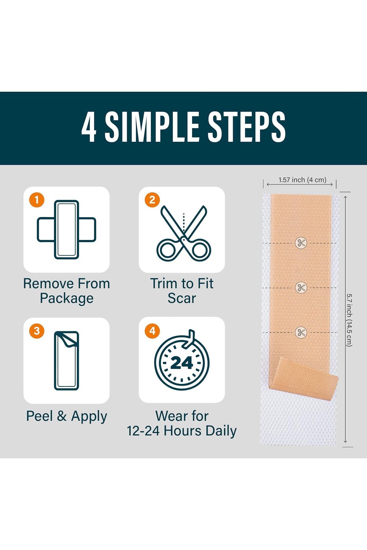 dermis-NUVADERMIS Silicone Scar Sheets - Extra Long Surgical Scars - Reusable -Pack of 4 6