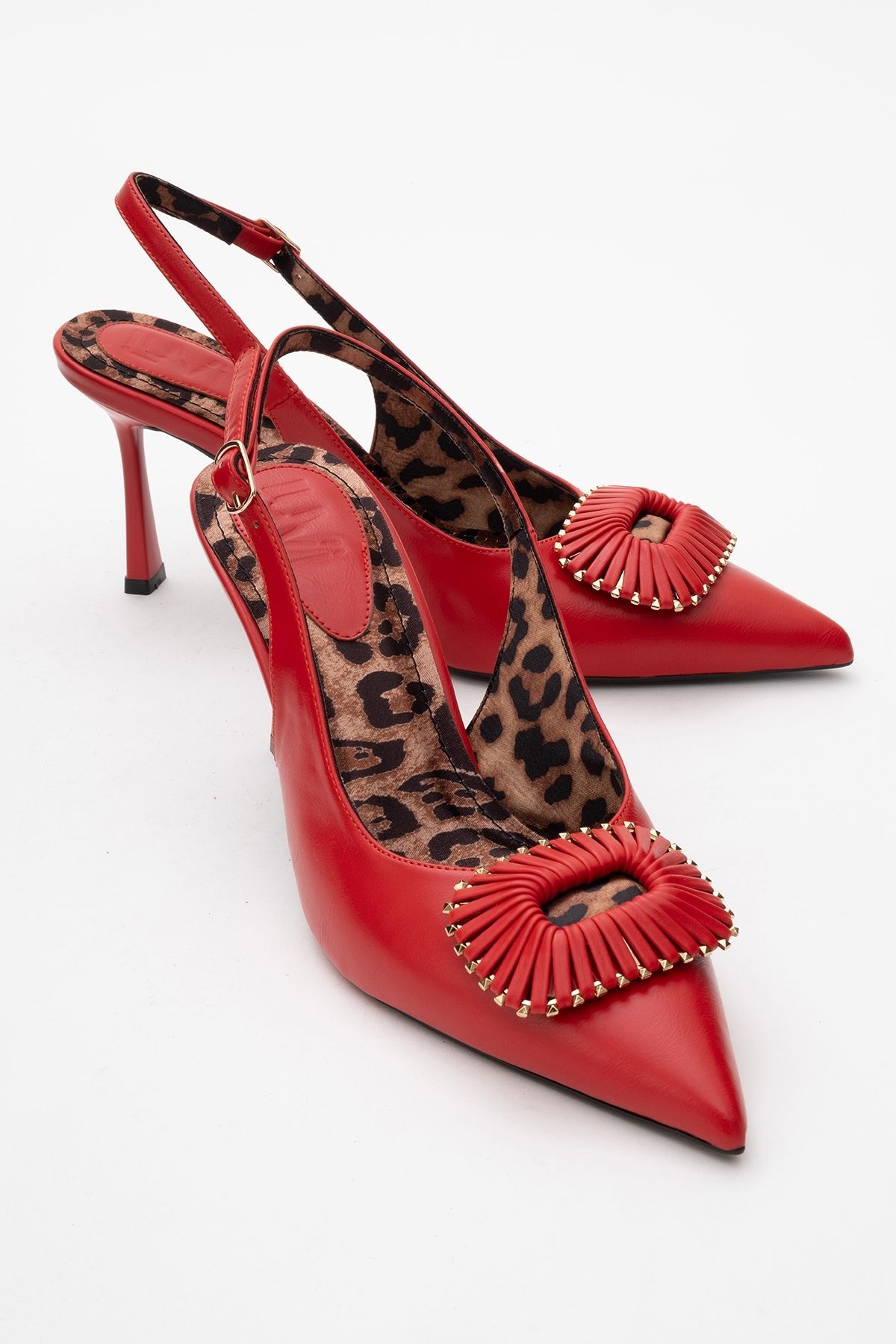 کفش پاشنه نازک زنانه سگک دار طرح قرمز SPERA luvishoes