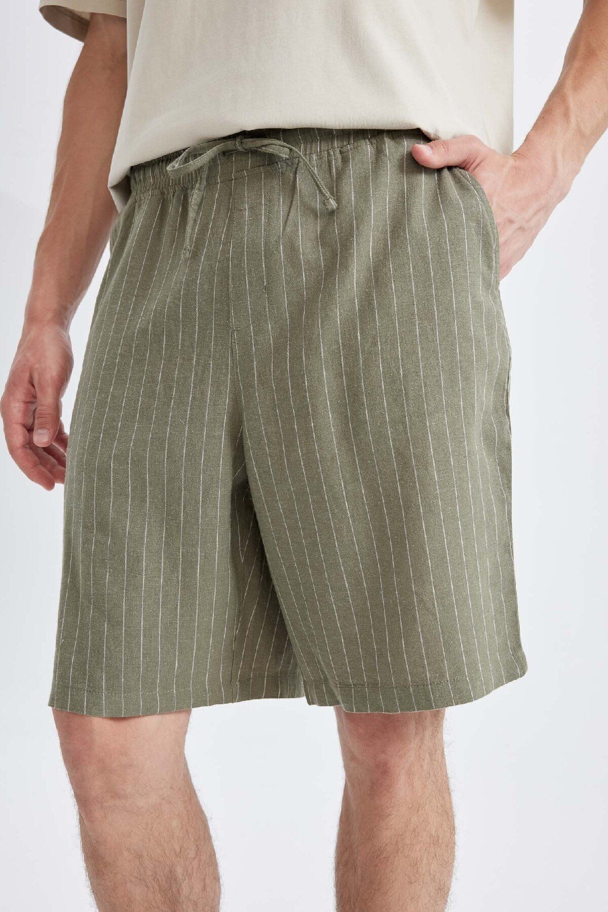 DeFacto-Letní bermudy ze směsi lnu Relax Fit C1240ax24sm 5