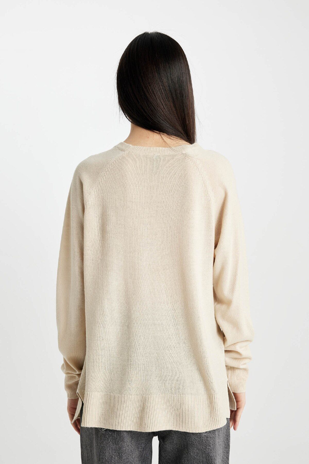 DeFacto-Regular Fit Weicher Strukturierter Rundhals Basic Schlichter Strickpullover I6913az24wn 7