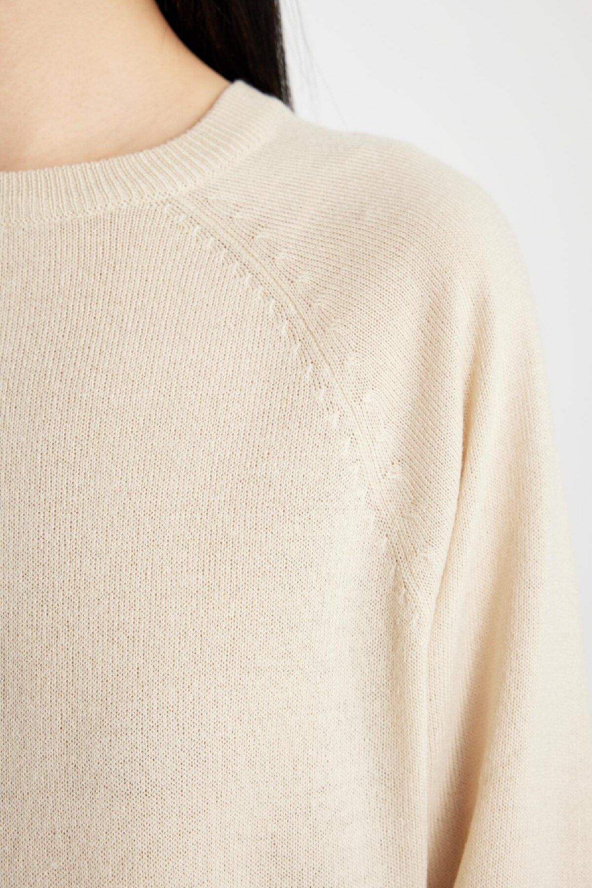 DeFacto-Regular Fit Weicher Strukturierter Rundhals Basic Schlichter Strickpullover I6913az24wn 5