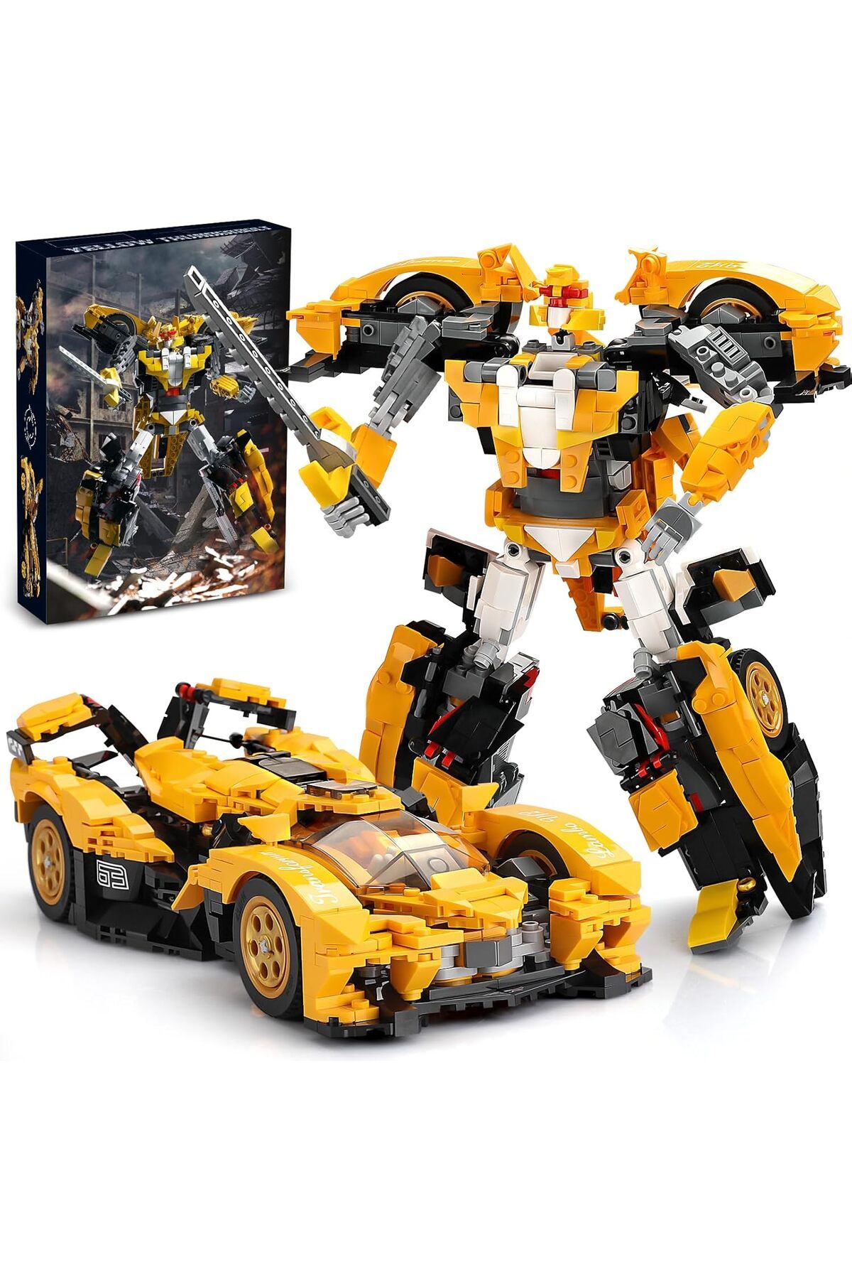 Sillbird 2'si 1 Arada Model Araba ve Transformers Robot Seti,998 Parça, 8+ Yaş İçin Koleksiyonluk