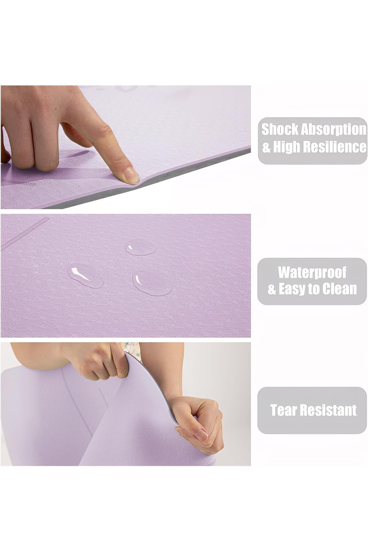COOYA-Yoga Mat Exercise Fitness Mat, Non-Slip TPE Yoga Mat with Alignment Lines, Eco Friendly Workout Mat 7