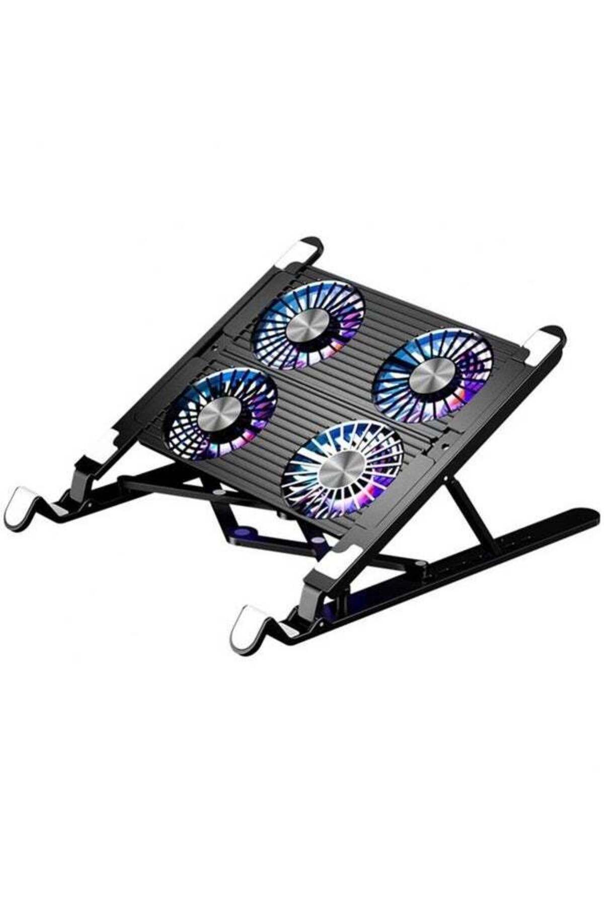 COOYA-Laptop Stand, Foldable, Portable with 4 Quiet Fans for Notebook, 7 Adjustable Height, LED Light 1