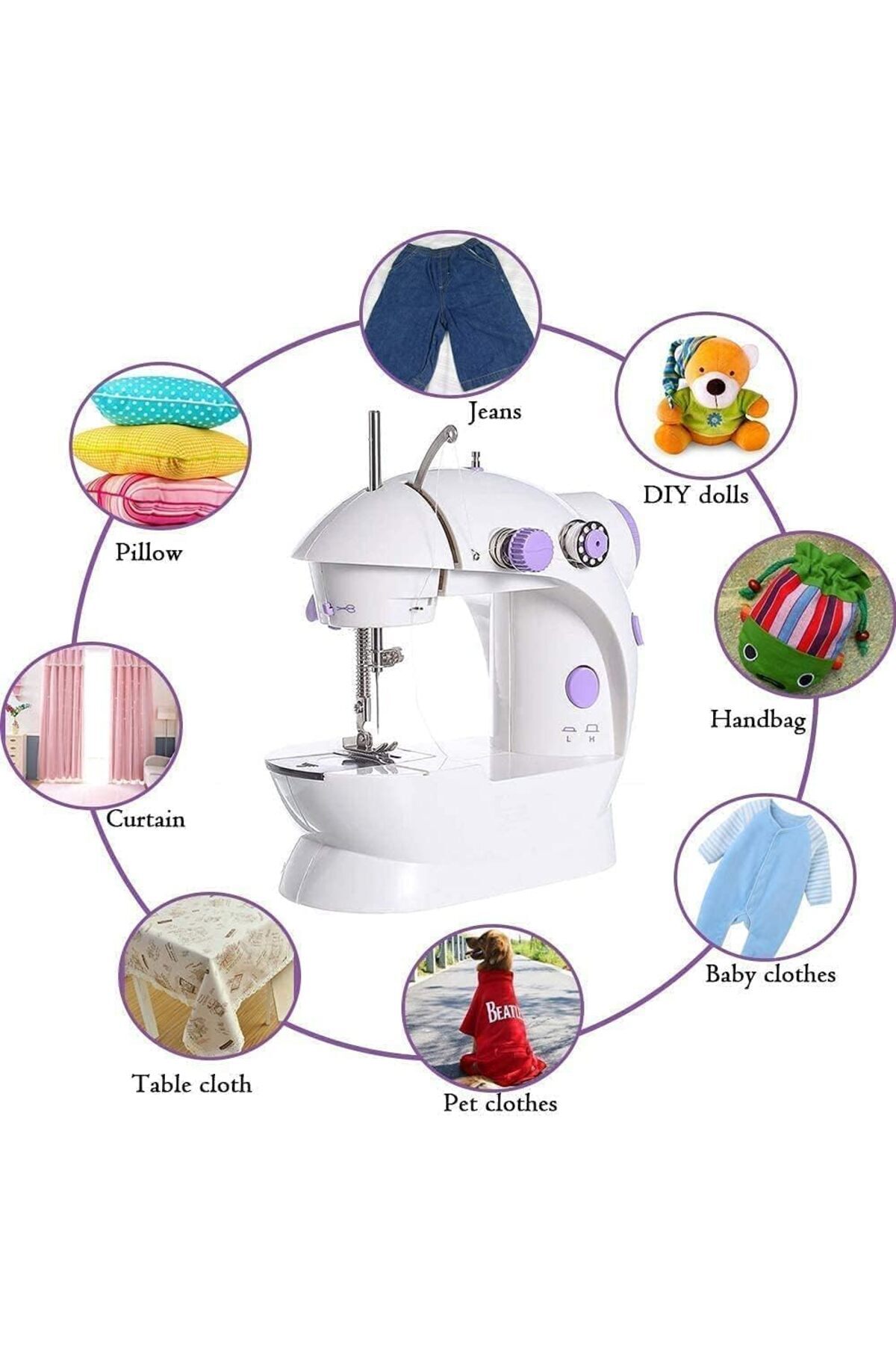 COOYA-Mini Sewing Machine, Portable Travel Automaticfor, 2-Thread 2-Speed 2-Switches For Adult Kids 5