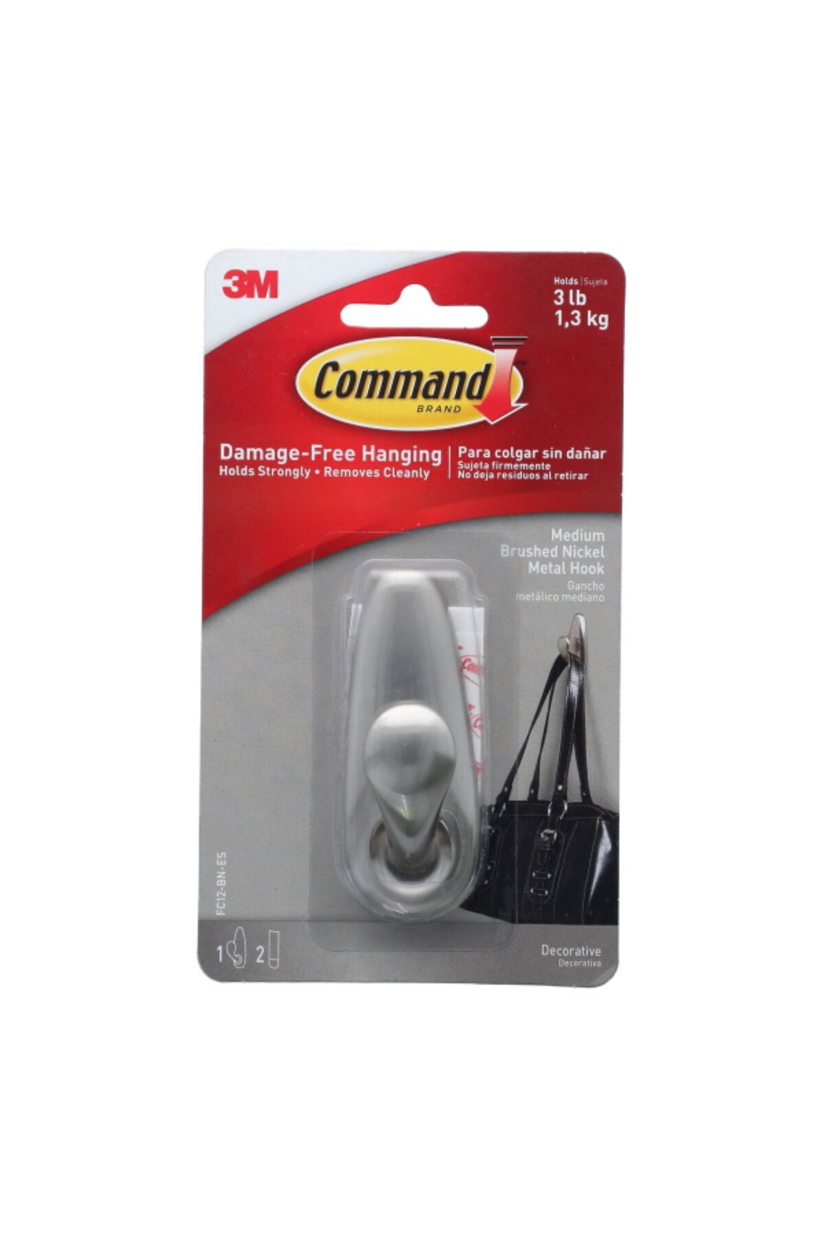 COMMAND-Multi-Purpose Durable Adhesive Hook with 2 Strips Medium 2