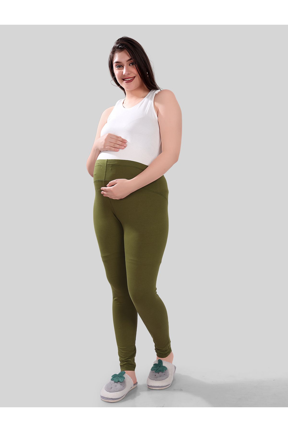 Tummy-Viscose Solid High Waist Maternity Leggings 5