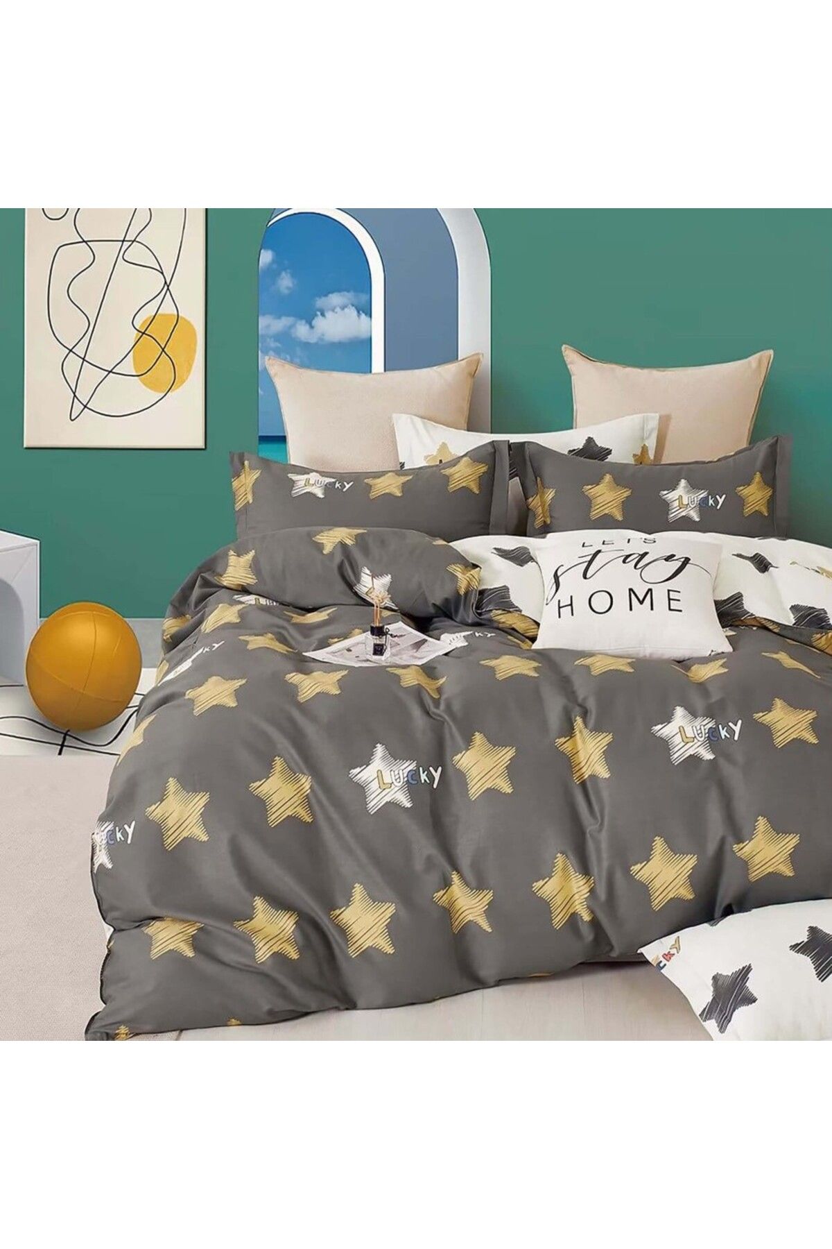 Pucioasa Lenjerie Pat Percale Din Bumbac 100%, 6 Piese, Pucioasa, Prc121 - 200 x 220