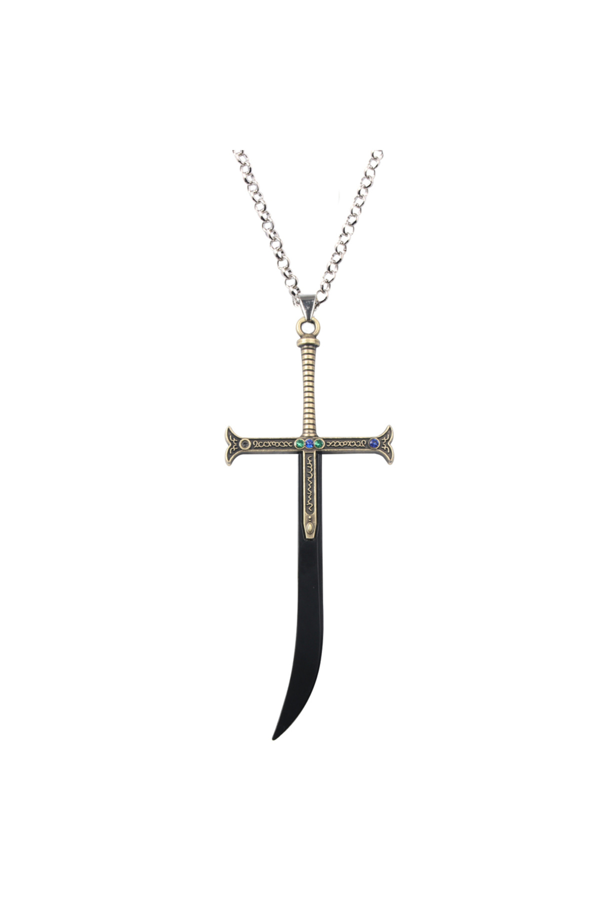 Choice-black Hawk Eyes Dracule Mihawk Keychain Strongest Swordsman Black Blade Yoru Weapon Model Key Chain 1