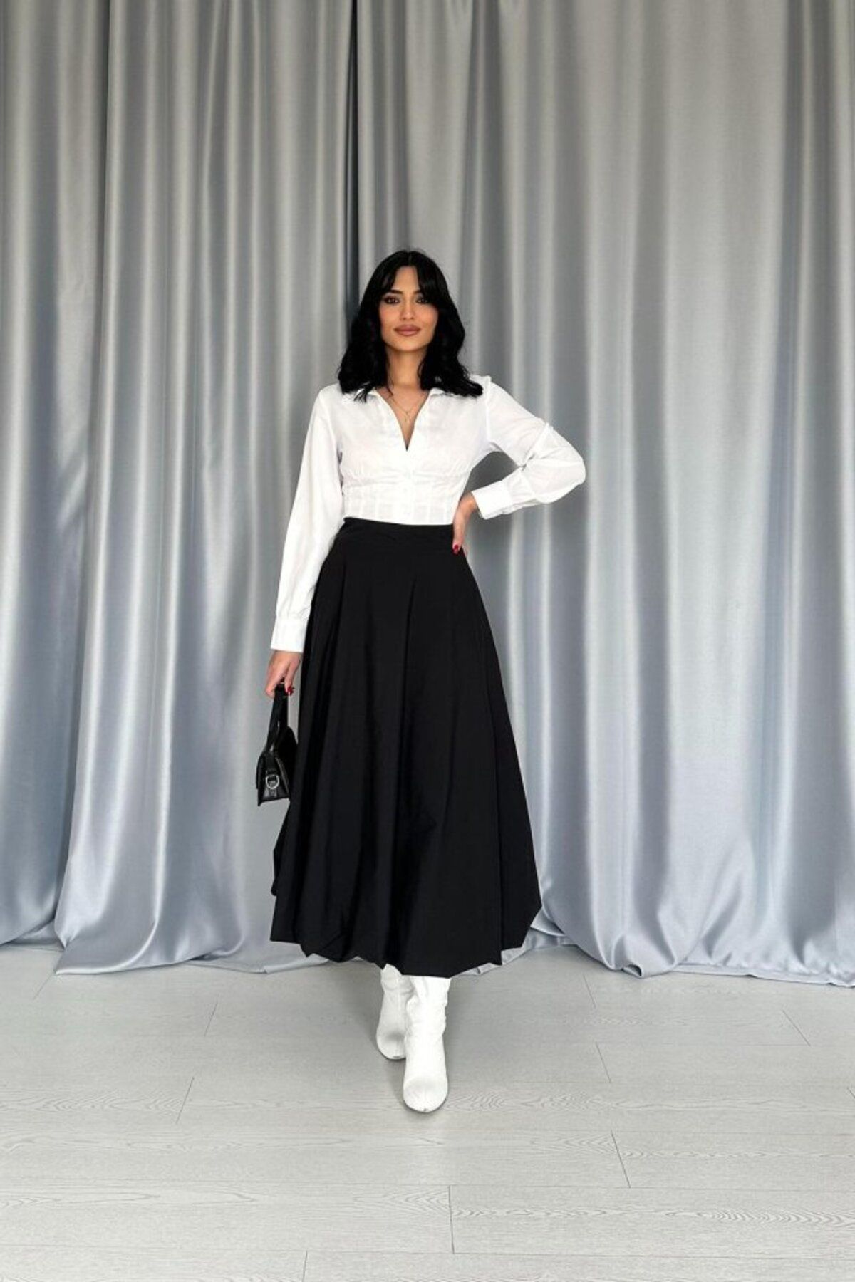 MRA Fashion Siyah Uzun Balon Etek