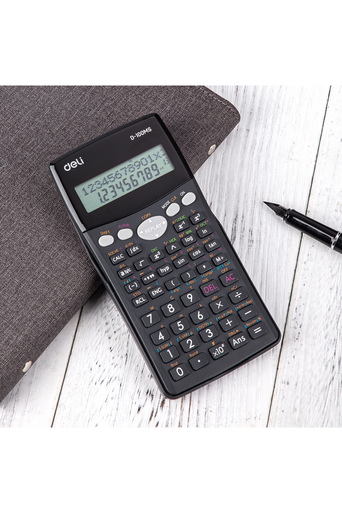 Deli-ED-100MS Scientific Calculator - 300 Functions, 2-Line Display, 10+2 Digits 2