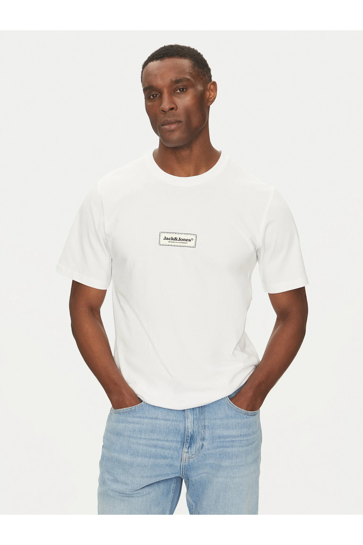 جک اند جونز تی شرت مردانه یقه صفر JACK&JONES JORSPLIT FAKESTITCH Branding TEE