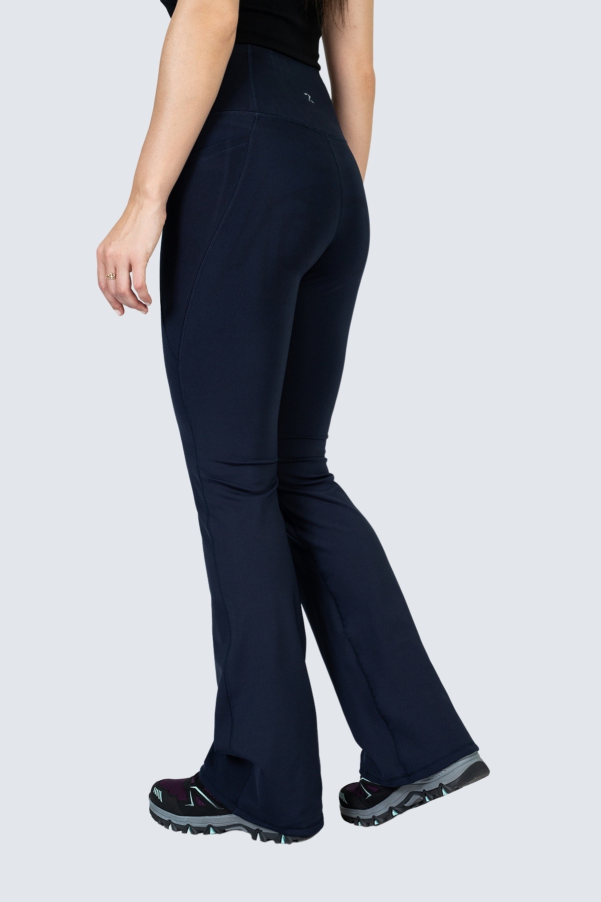 The Step Sports-High Waist Navy Blue Gathering Spanish Leg Pocket Sports Leggings Trousers 6