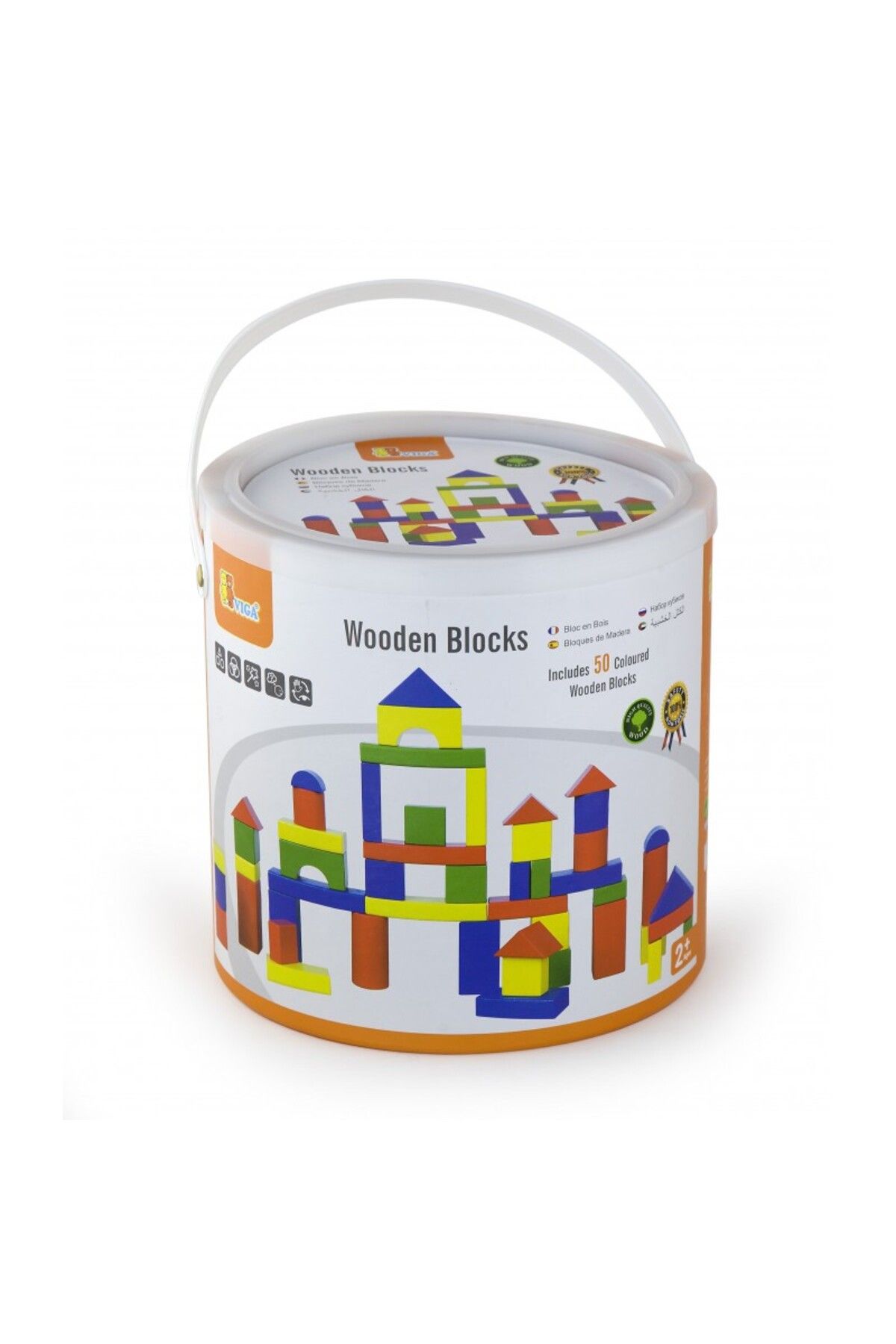 Viga-Cuburi de construit din lemn, colorate, 3.5 cm, 50 buc 5