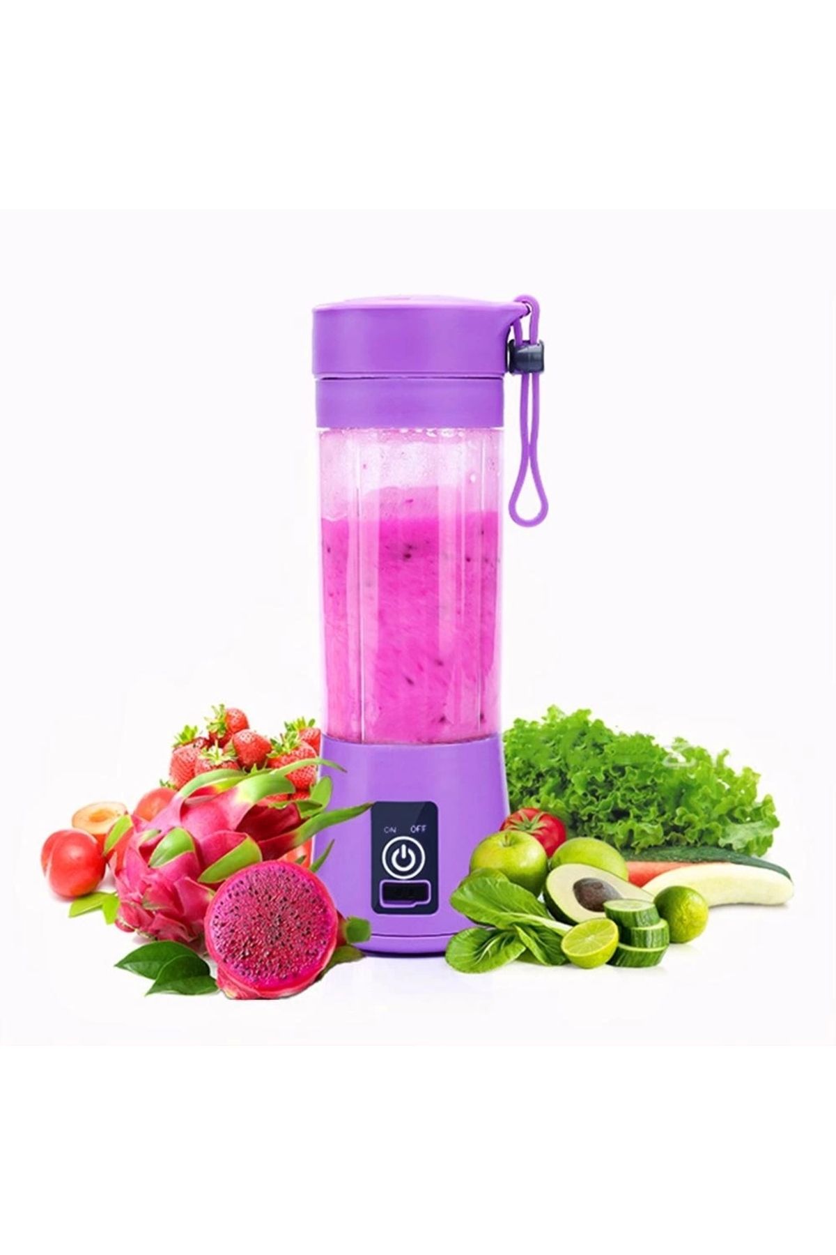 emosavm Şarjlı Portatif El Blenderi 380 Ml Usb Kablolu Mor
