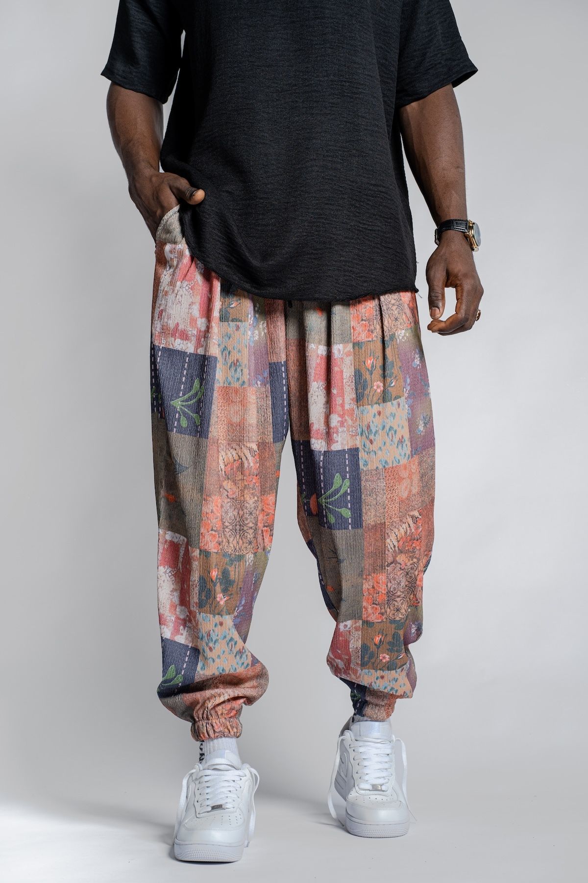 SUPERBLUE-Unisex Etkink Pattern Figured Summer Wrap Baggy Trousers 4