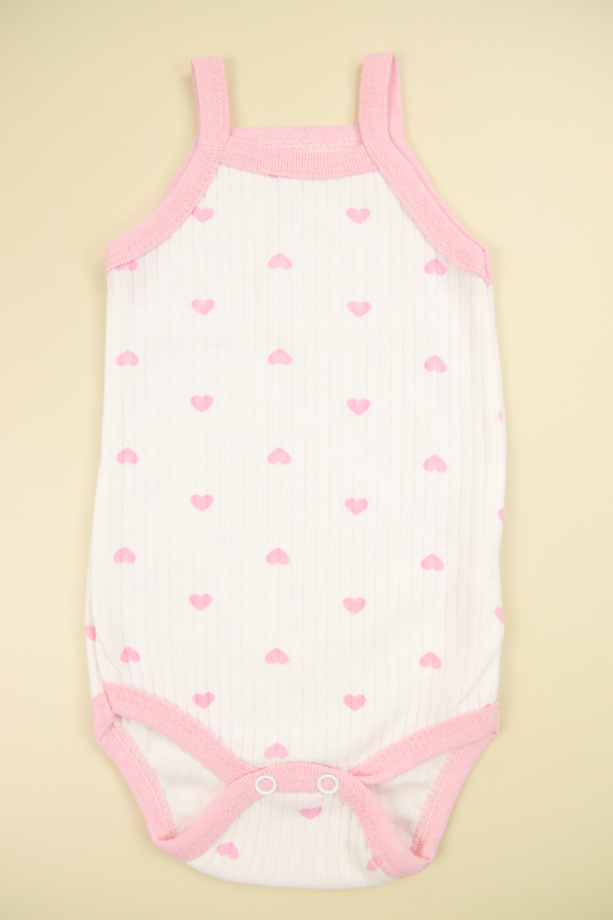 Lindakids Fitilli Kumaş % 100 Pamuk Kalp Desenli İp Askılı Çıtçıtlı 3'lü Kız Bebek Body/Zıbın fotoğrafı 6 (önizleme)