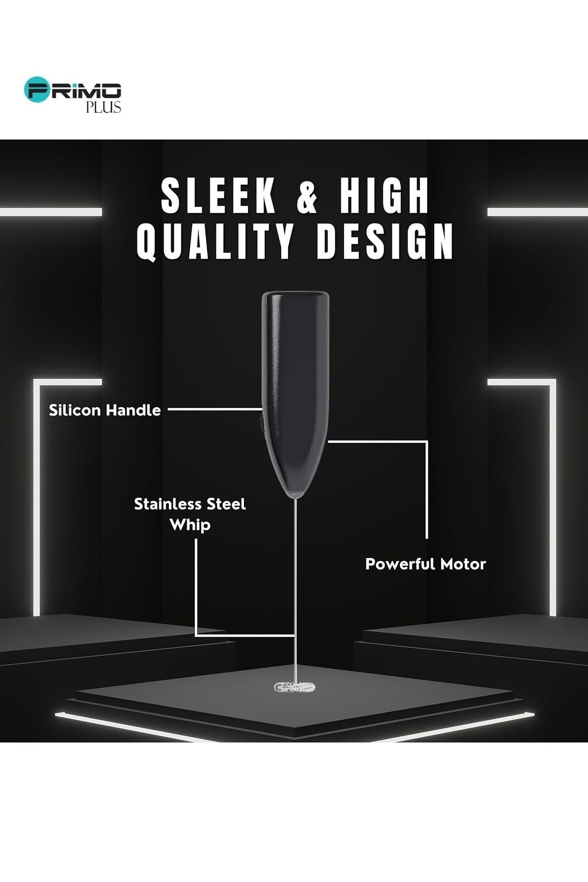 Primo Plus-Primo Plus Handheld Coffee and Milk Frother Black 3
