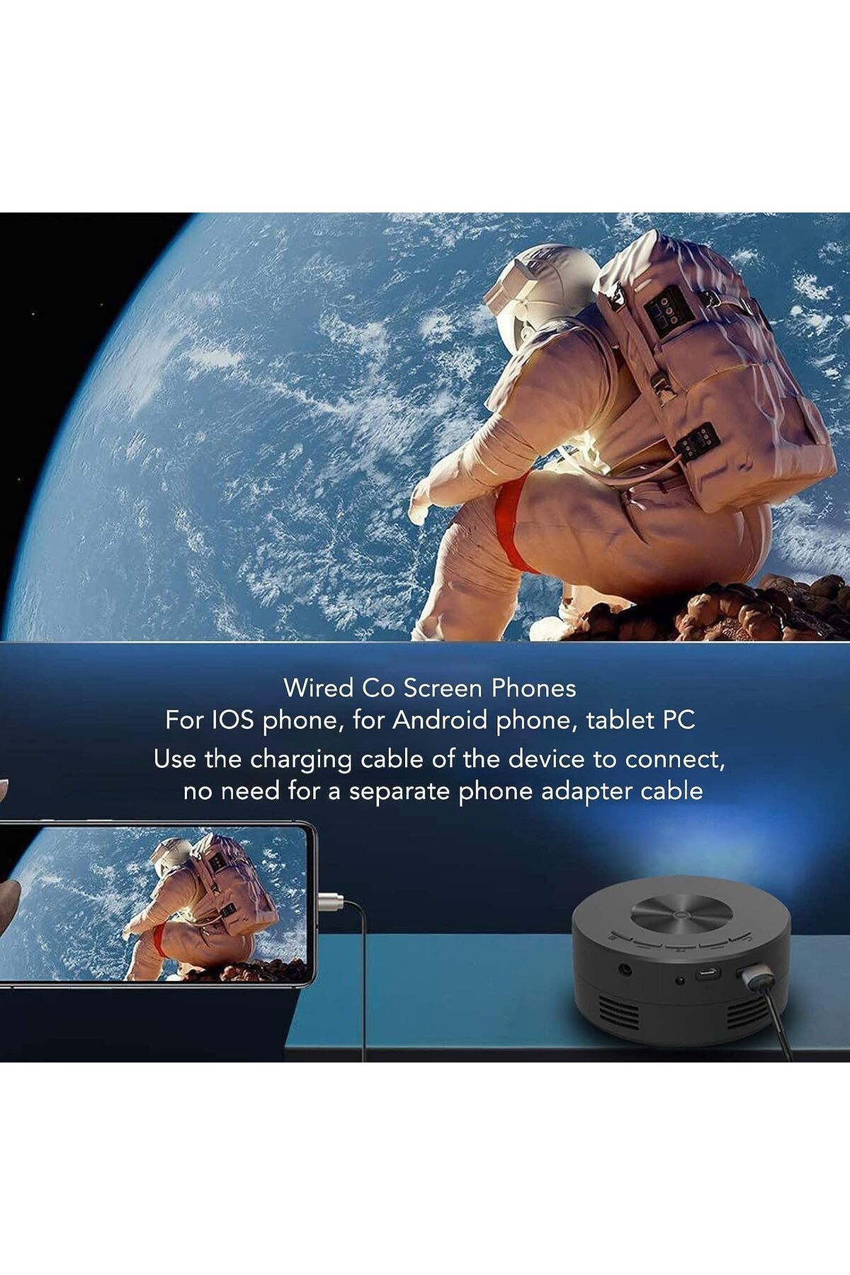 COOYA-Mini Video Projector with Phone Same Screen for Smartphone Tablets, Support Mobile Power 3