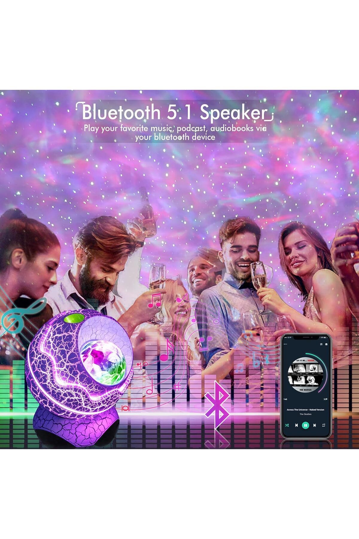COOYA-Galaxy Projector for Room with White Noise, Bluetooth Speaker, Timer and Remote, Room Decor 3