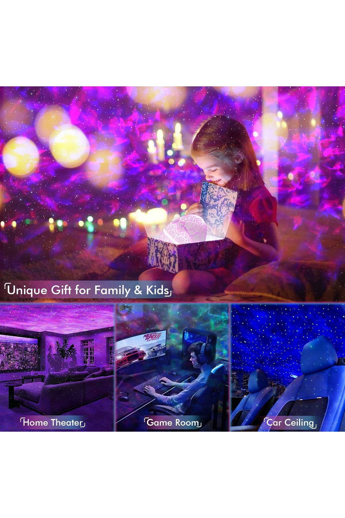 COOYA-Galaxy Projector for Room with White Noise, Bluetooth Speaker, Timer and Remote, Room Decor 4