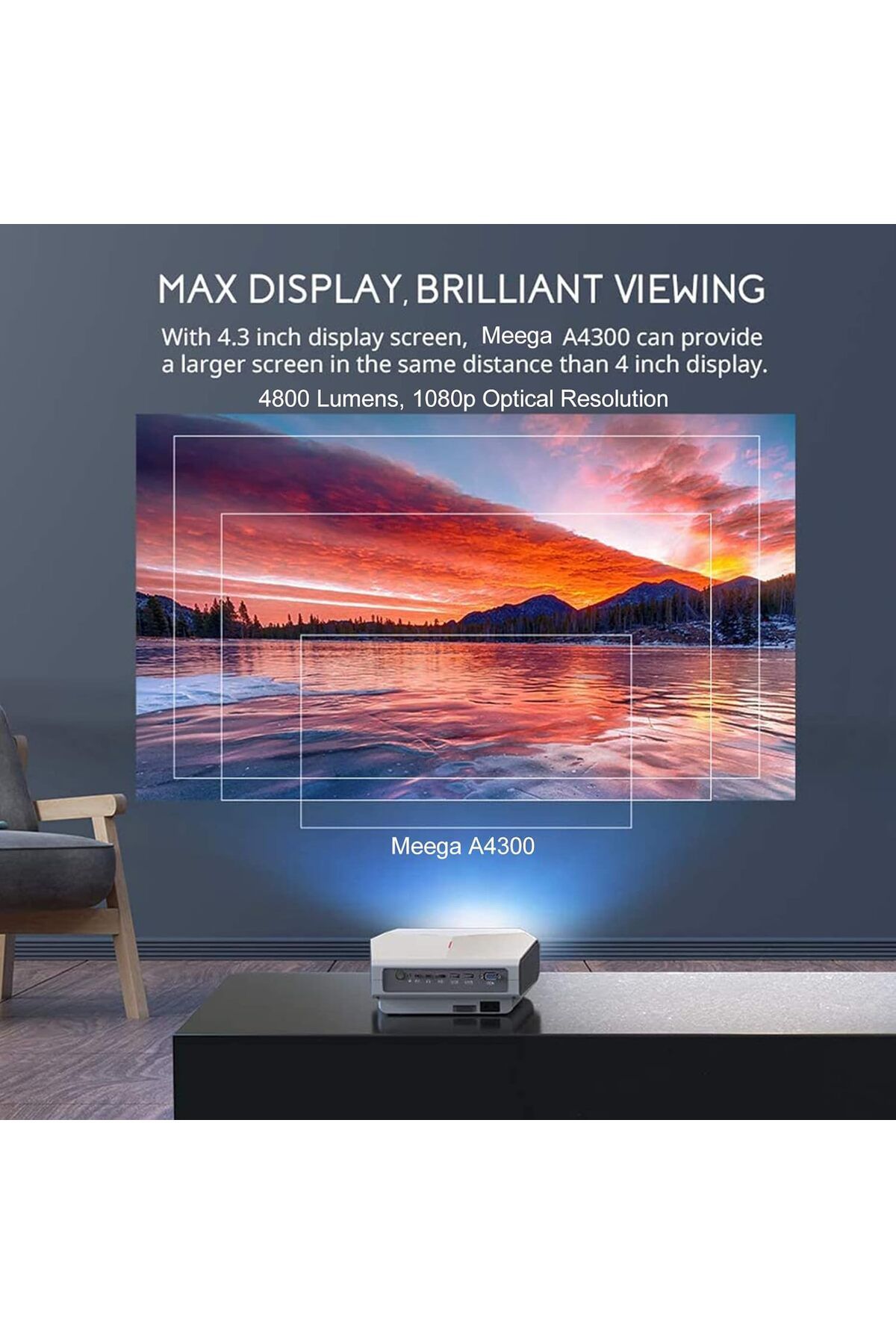 COOYA-Video Projector, with Built-in Speakers, Portable Movie Display Projector for Office Mobile Phone 3