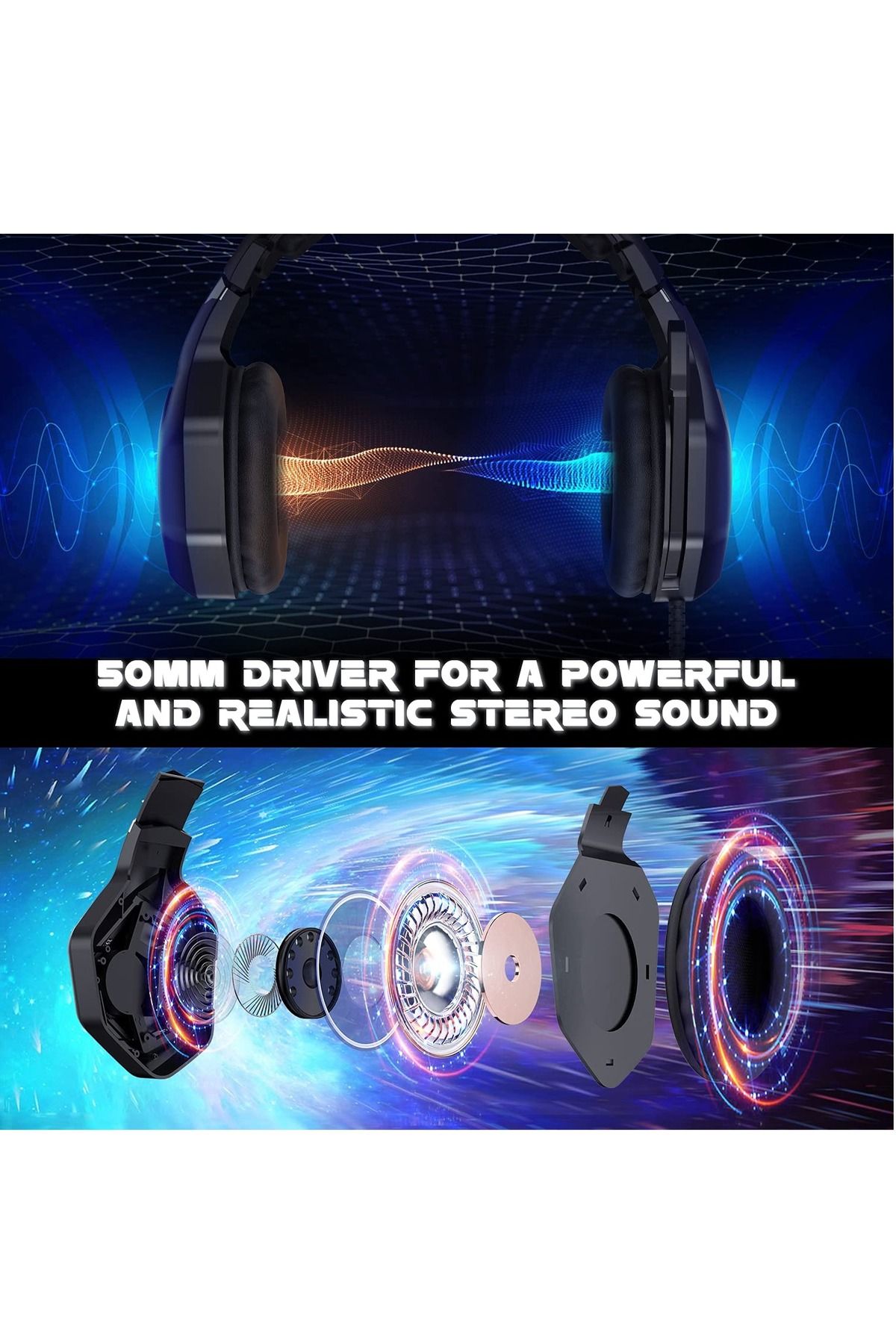 Onikuma-K10 Pro RGB Gaming Headset with 7.1 Surround Sound, Noise Canceling Mic 5