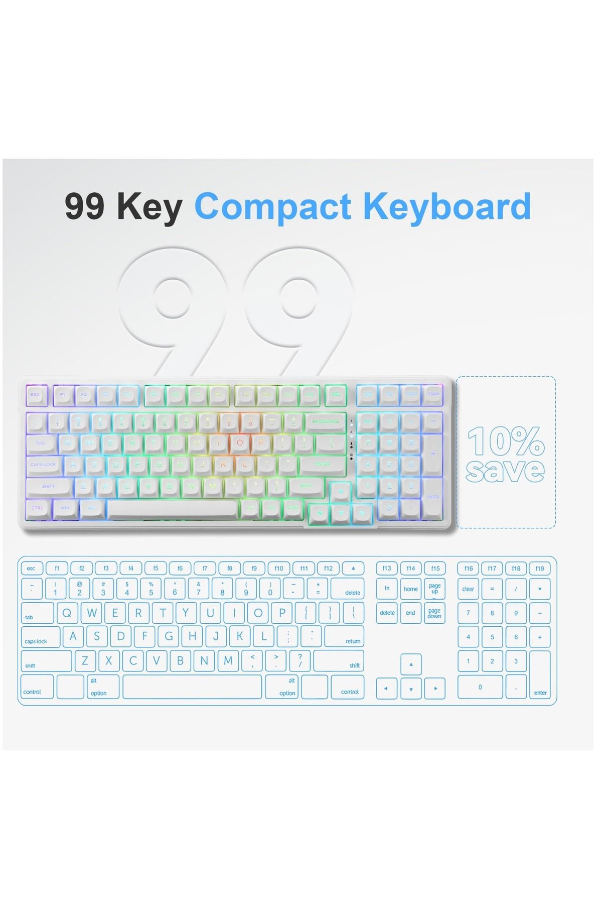 e-yooso-99 Keys Wired Mechanical Keyboard, Programmable, Silver Linear Switch, Gasket Structure 7