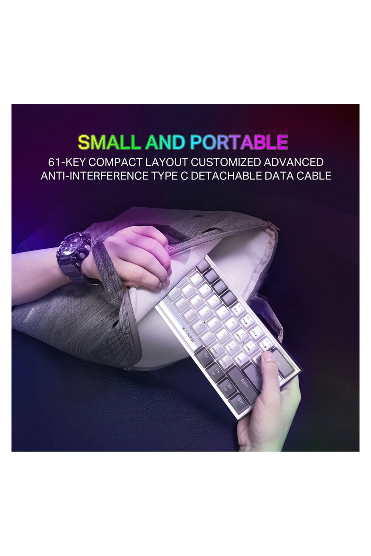 e-yooso-Z-11 60% Mechanical Gaming Keyboard,Blue Switch 61 Keys Wired Compact Keyboard 6