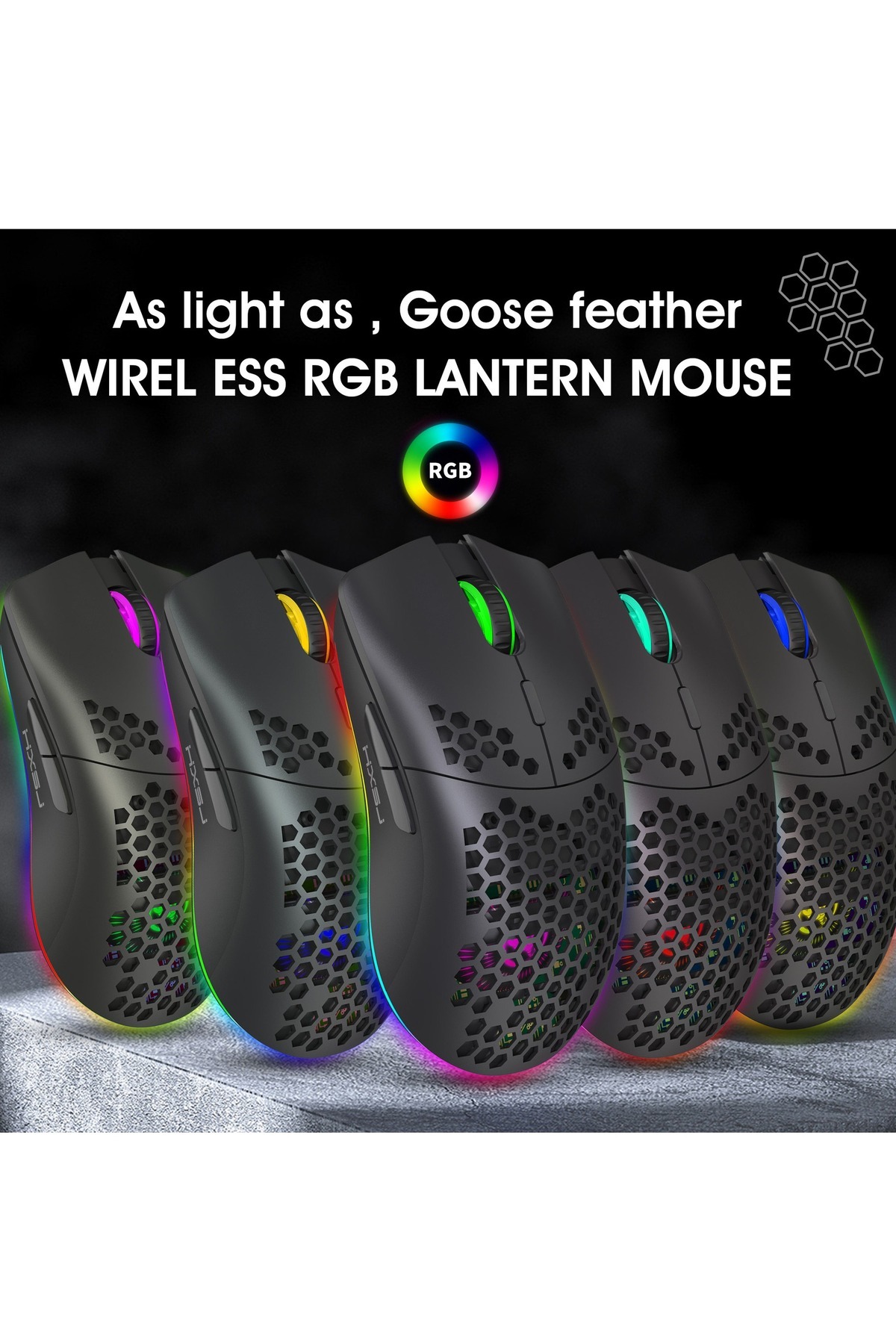 HXSJ-مجموعة لوحة مفاتيح الألعاب السلكية V700 ذات 61 مفتاحًا RGB وماوس الألعاب السلكي J900 USB 5